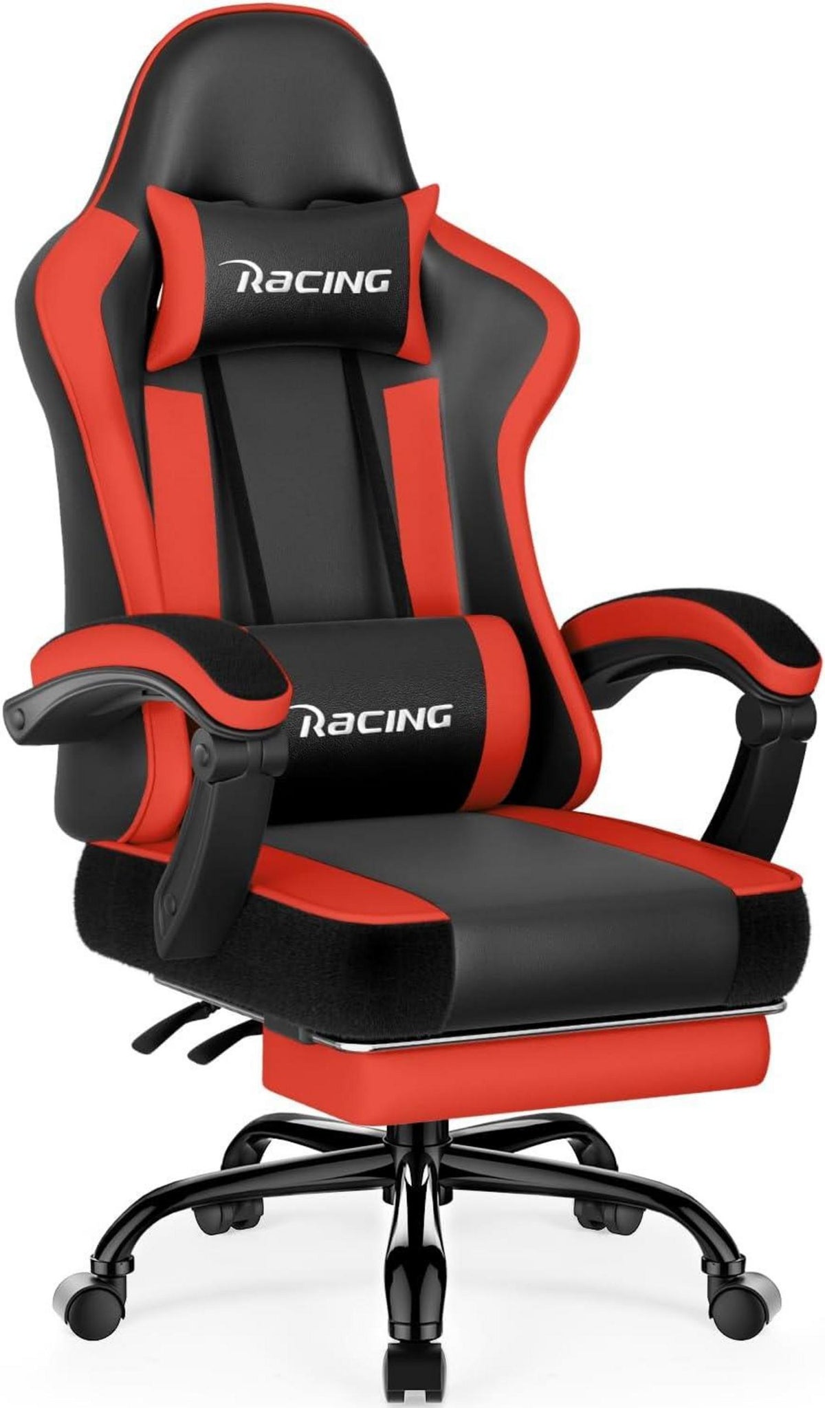 Ergonomischer Gaming Stuhl mit verstellbaren Kissen und Fußstütze, bis