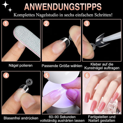 240pcs Oval Kurz Falsche Nägel Set – Acryl Nagelspitzen für DIY Maniküre