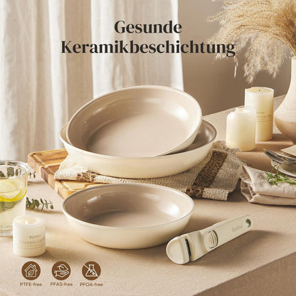 Pfannenset 6-teilig mit Abnehmbarem Griff & Keramikbeschichtung