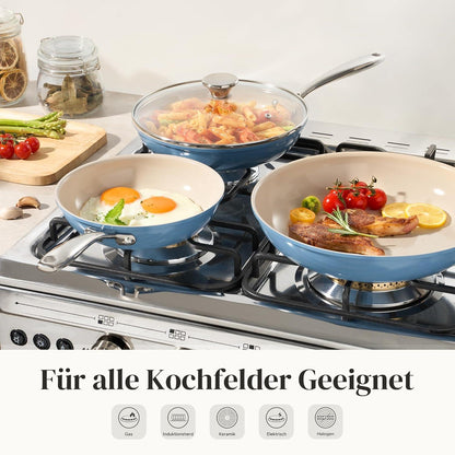 6-teiliges Keramik Pfannenset mit Deckel – Antihaft & Induktionsgeeignet