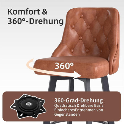 Moderner Barhocker 2er Set in Lederoptik & Fußstütze