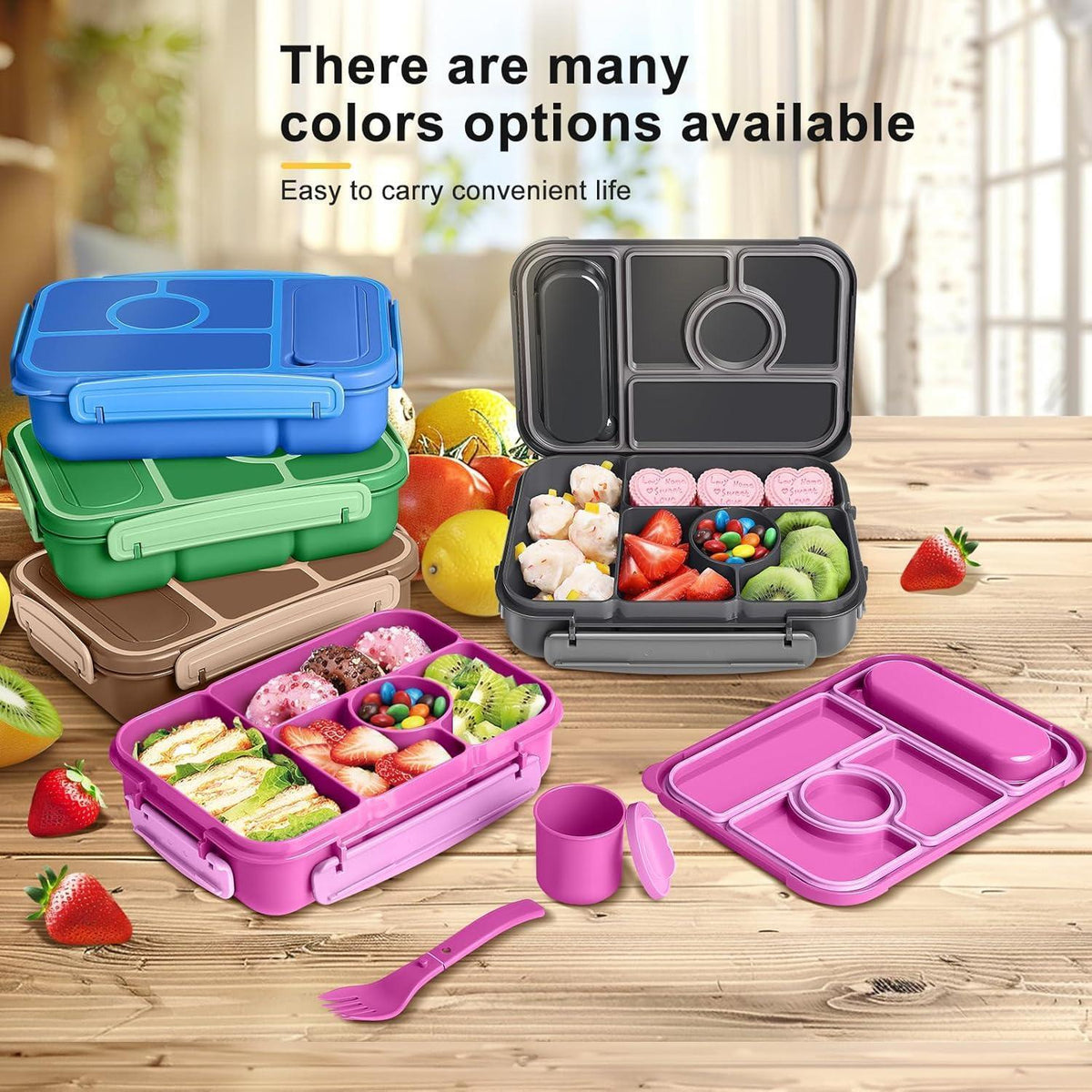 Bento Box mit 5 Fächern & Soßenbehälter – Lunchbox 1300ml