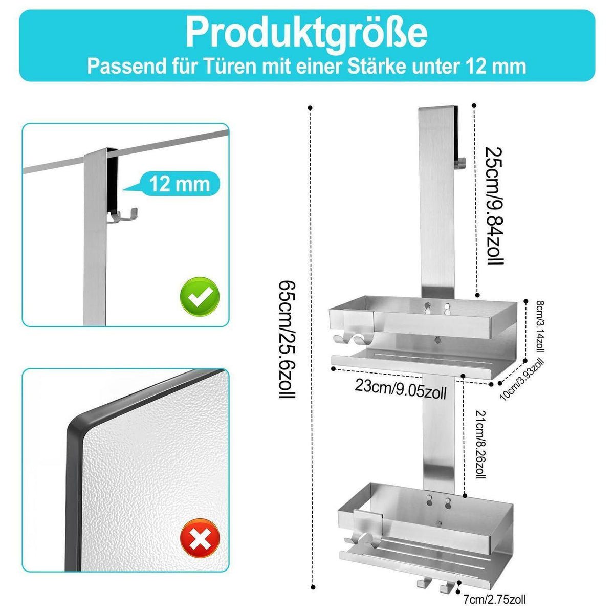 Hänge-Duschablage Edelstahl Silber – Einfache Montage & Haken