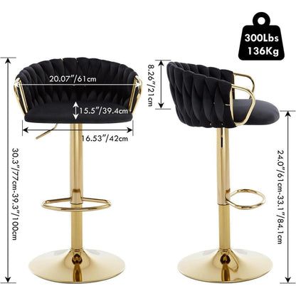 Moderner Samt Barhocker 4er Set, höhenverstellbar & drehbar