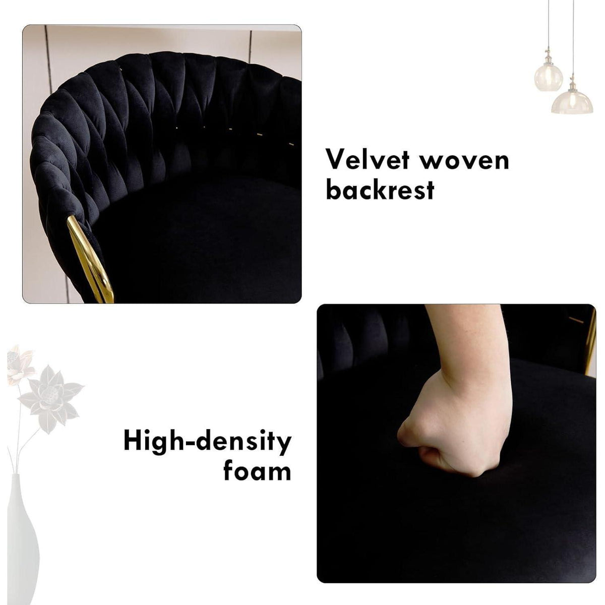 Moderner Samt Barhocker 4er Set, höhenverstellbar & drehbar