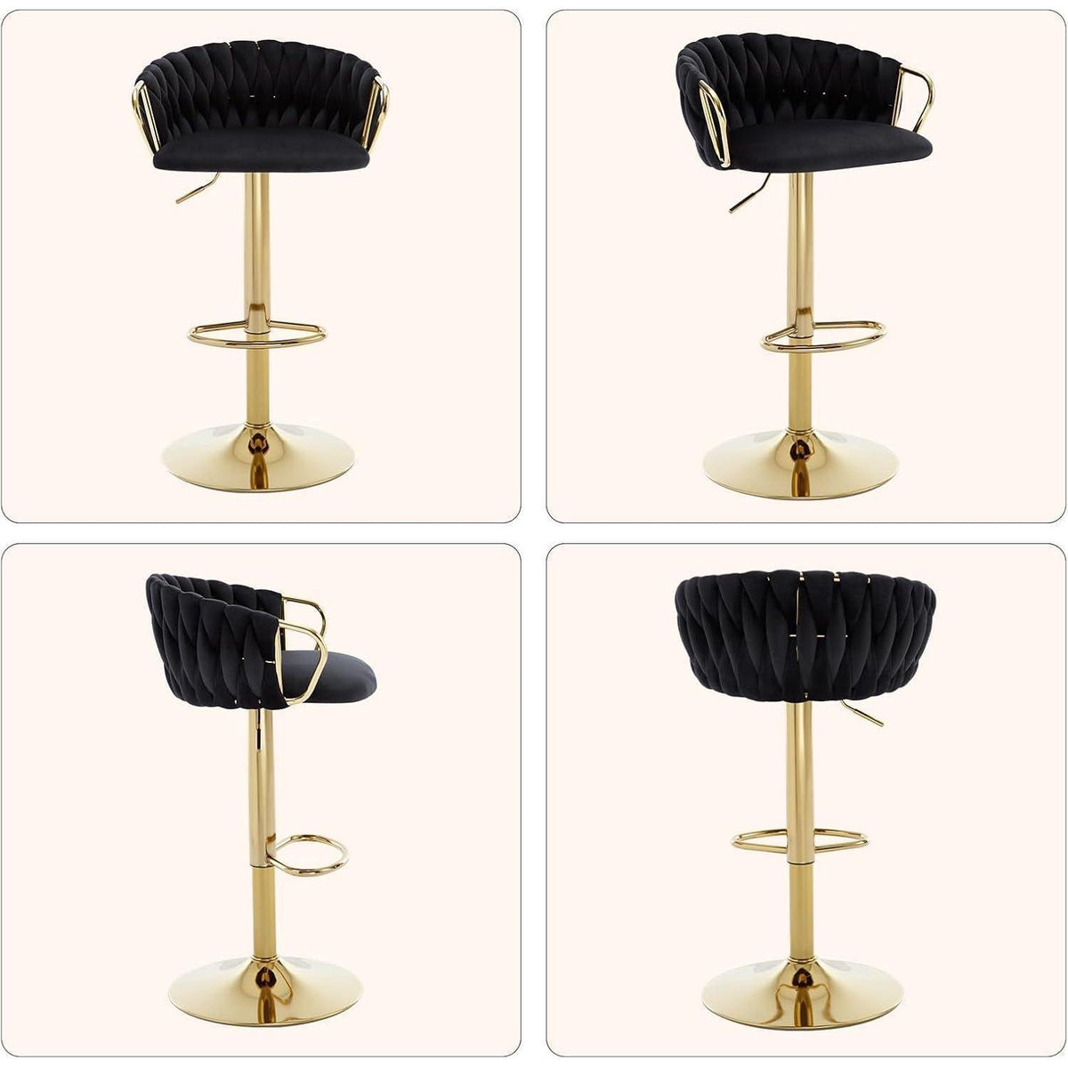 Moderner Samt Barhocker 4er Set, höhenverstellbar & drehbar