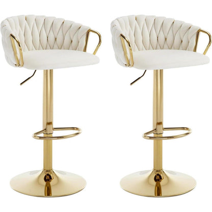 Moderne Samt Barhocker 2er Set, höhenverstellbar & drehbar