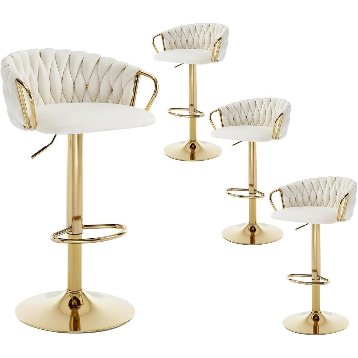 Moderne Samt Barhocker 2er Set, höhenverstellbar & drehbar
