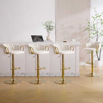 Moderner Samt Barhocker 4er Set, höhenverstellbar & drehbar