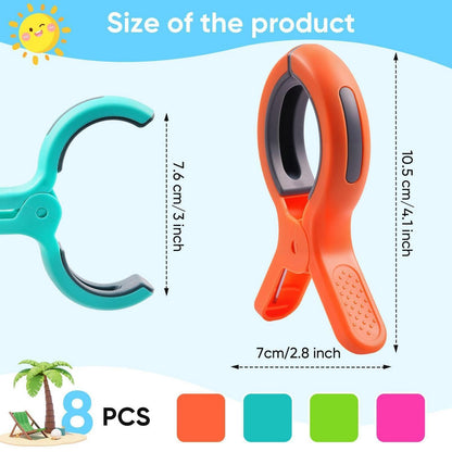 8x Winddichte Strandtuch Klammern - Große Handtuchclips für Liegestuhl