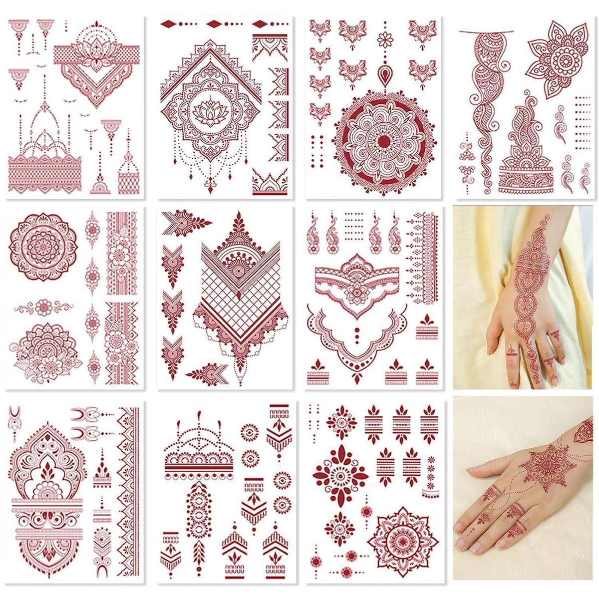 Temporäre Tattoos Deluxe Set Braun – 10 Blätter Festival & Party