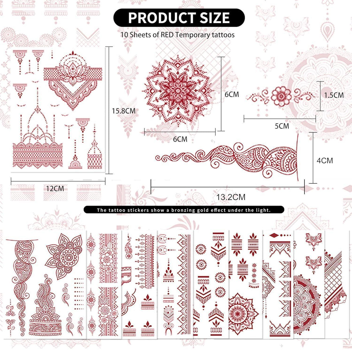 Temporäre Tattoos Deluxe Set Braun – 10 Blätter Festival & Party