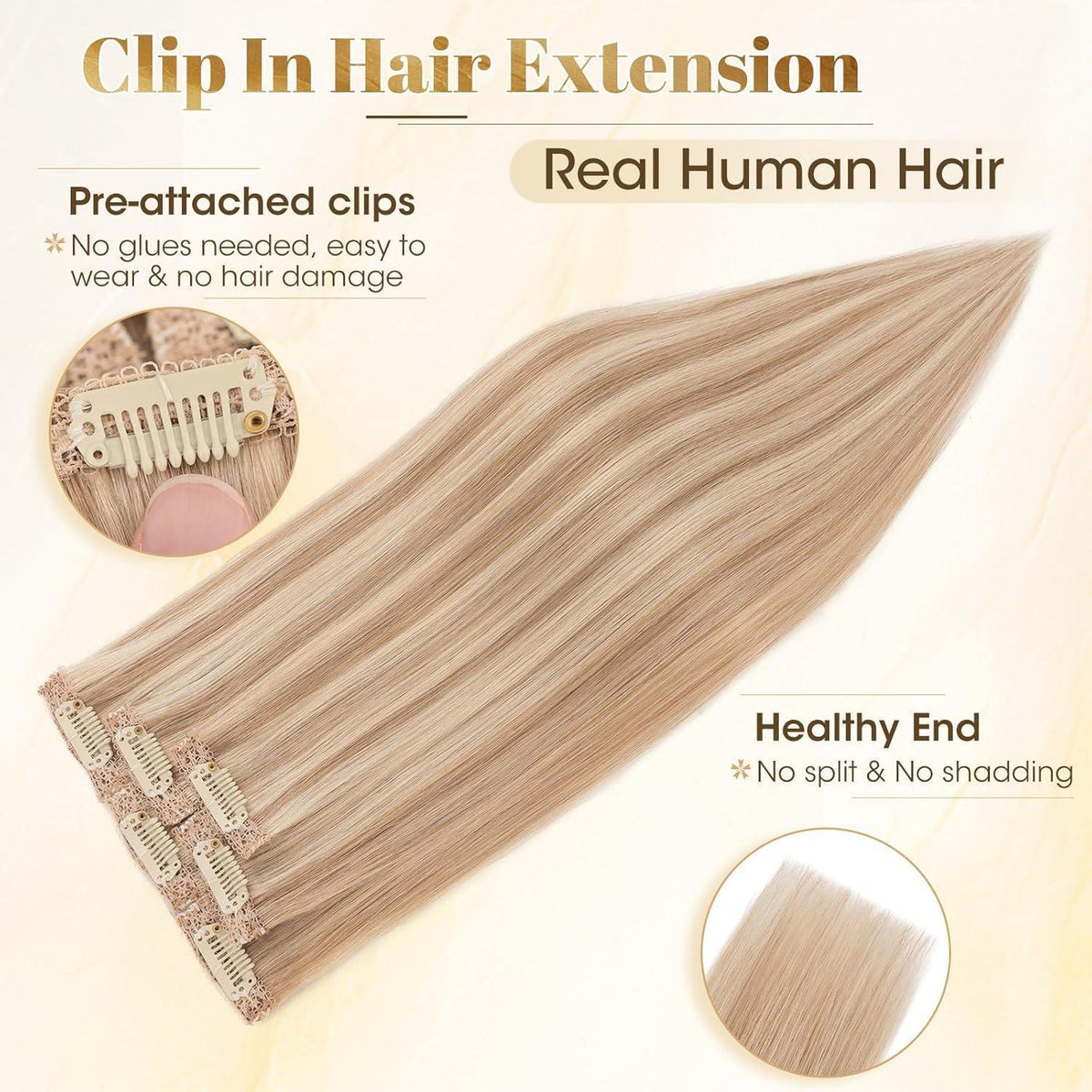 Echthaar Clip-in Extensions Blond #12/613 Balayage 30cm