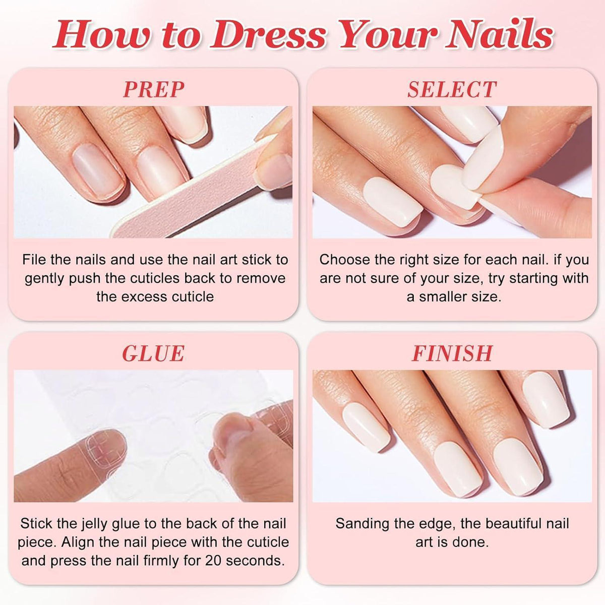 24 Press On Nails Nude Rosa Pfirsichblüte – Künstliche Nägel