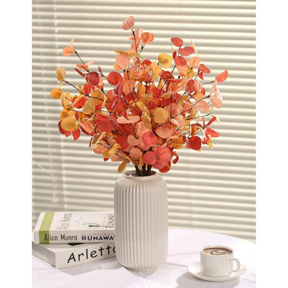Künstlicher Eukalyptus Herbst Deko 5 Bundles 60cm Orange