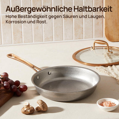 Edelstahl Pfannenset 3-teilig Retro 20/24/28 cm mit Deckel