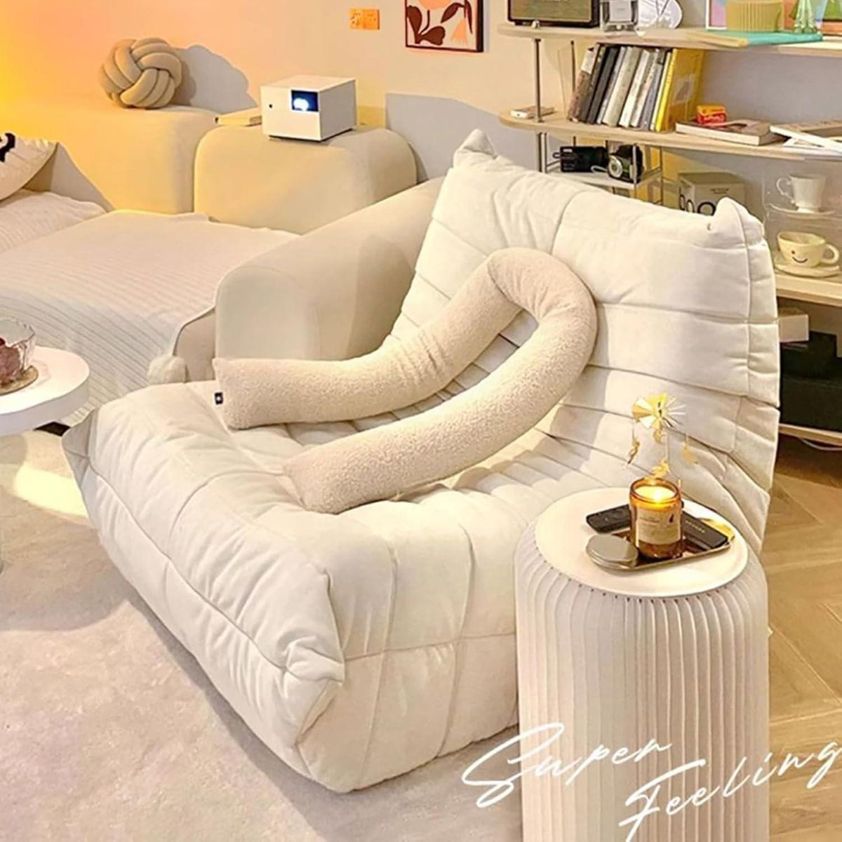 Bodensofa Togo Kaminsessel – Bequemer Lazy Sessel Weiß