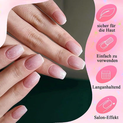 Cat Eye Press On Nails - Rosa Farbverlauf Kurz & Quadratisch