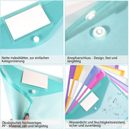 10er-Set Wasserdichte A4 Dokumentenmappe mit Etikettenfach