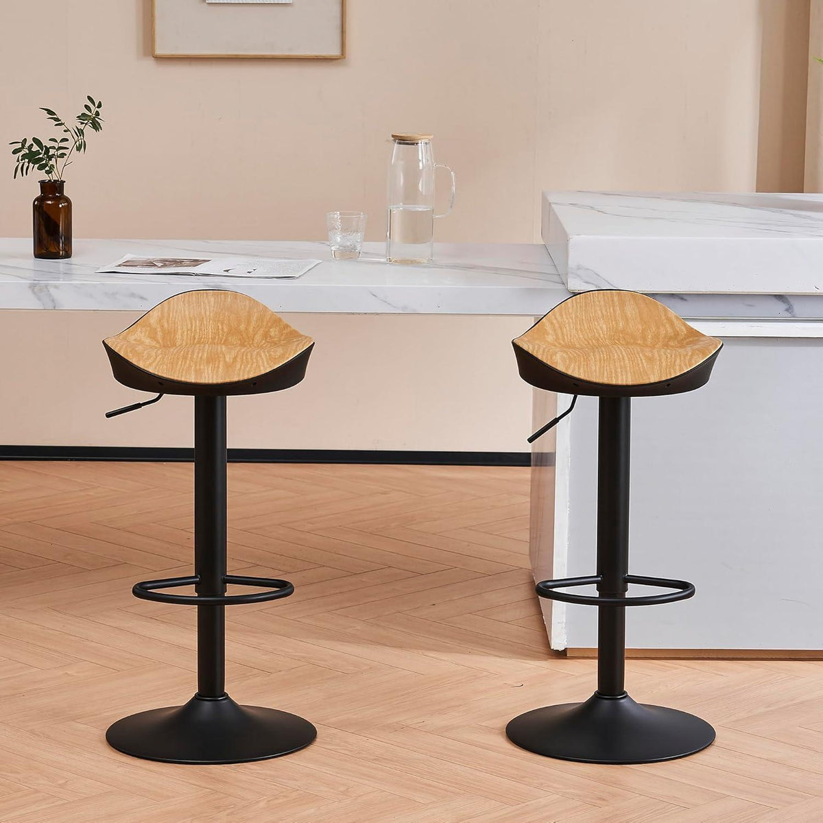 YOUNIKE Barhocker 2er Set, Höhenverstellbar & 360° Drehbar