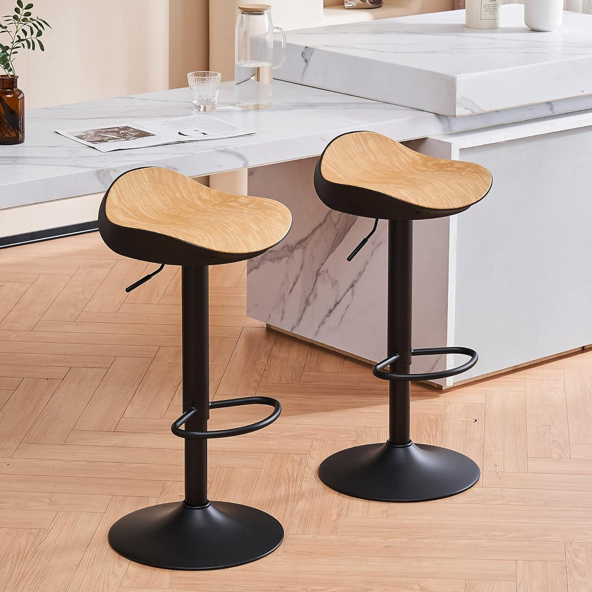 YOUNIKE Barhocker 2er Set, Höhenverstellbar & 360° Drehbar