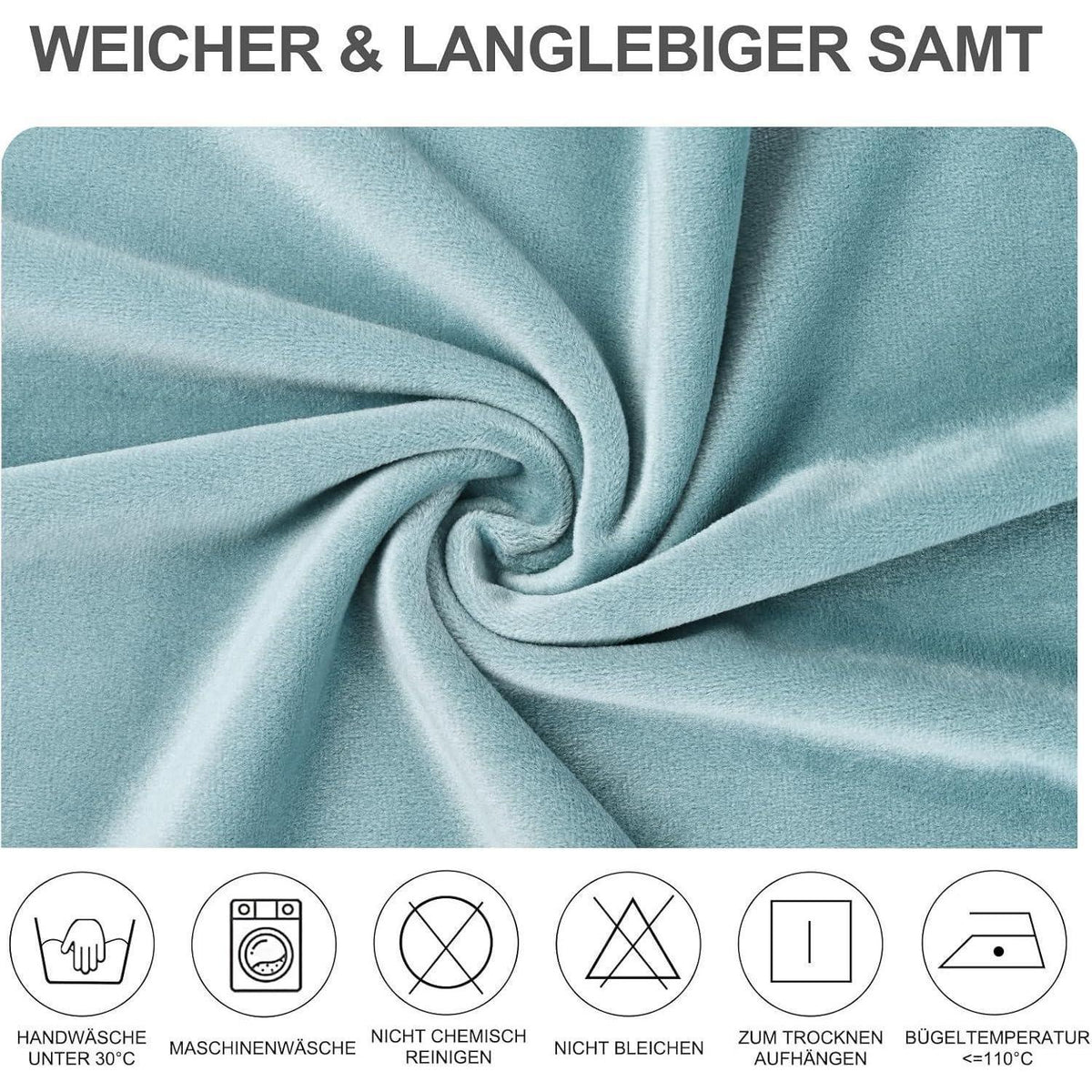 Samt Stuhlhussen Set 4er Pack – Graublau, Elastisch & Waschbar