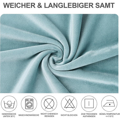 Samt Stuhlhussen Set 4er Pack – Graublau, Elastisch & Waschbar