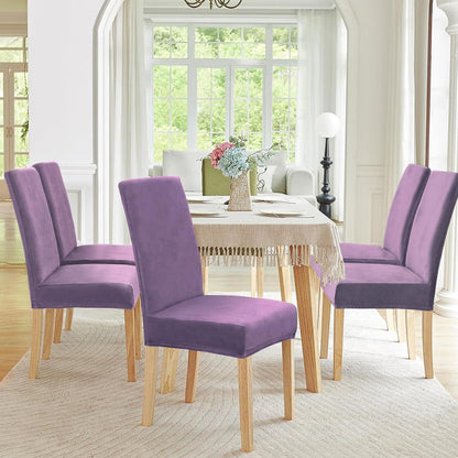 Stretch Samt Stuhlhussen 6er Set - Graulila
