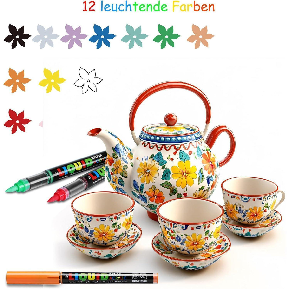 Porzellanstifte 12 Farben – Spülmaschinenfest & Wasserfest