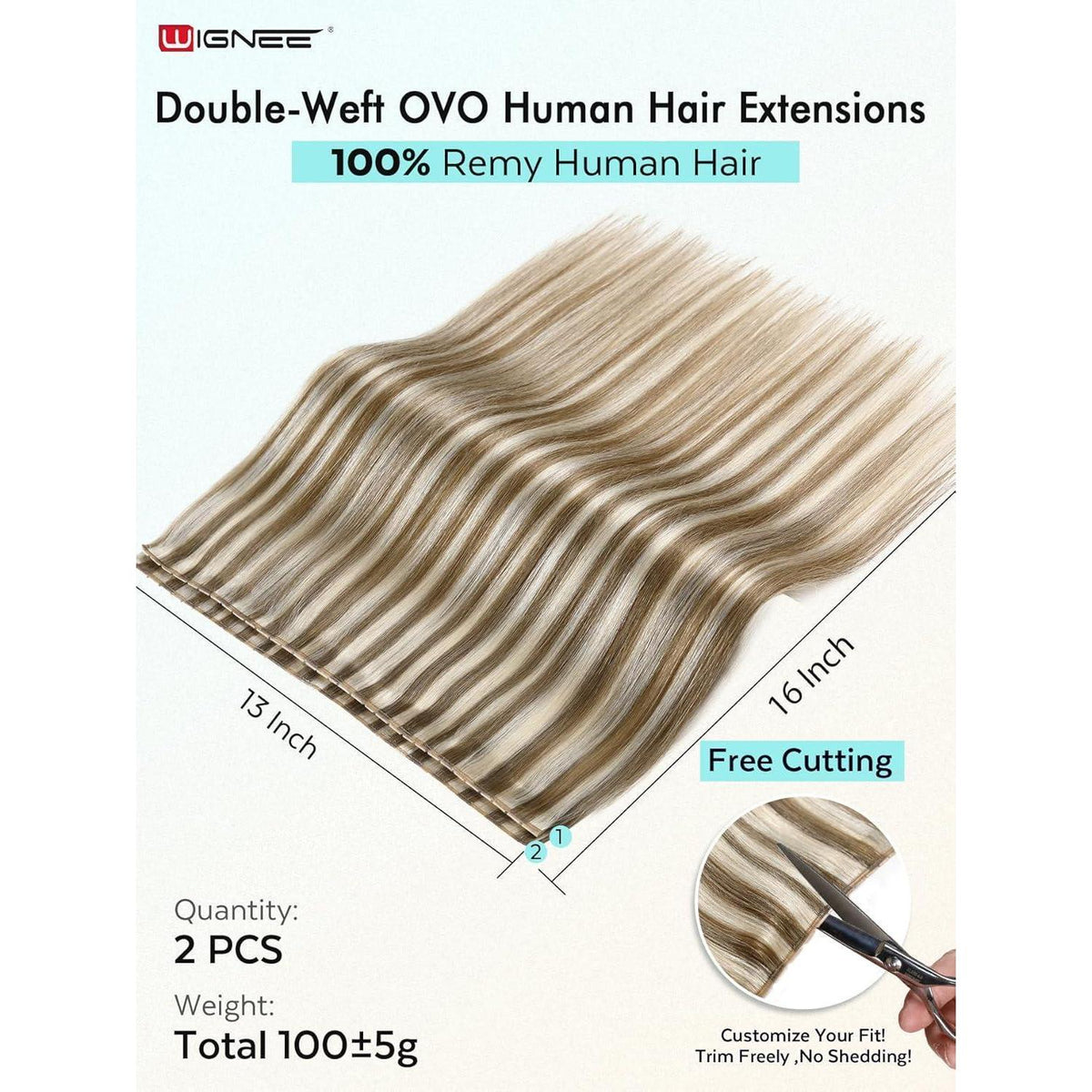 Remy Haarverlängerung 40cm Ombre Blond Double Weft