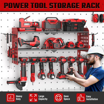 Werkzeug Wandhalterung 3 Ebenen mit Seitenorganizer Rot