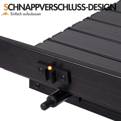 Portal Campingtisch faltbar höhenverstellbar 120x70cm Aluminium Schwarz