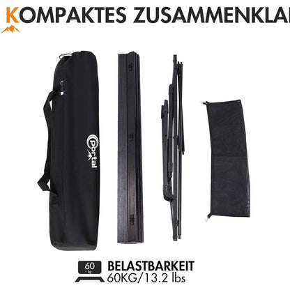 Portal Campingtisch faltbar höhenverstellbar 120x70cm Aluminium Schwarz