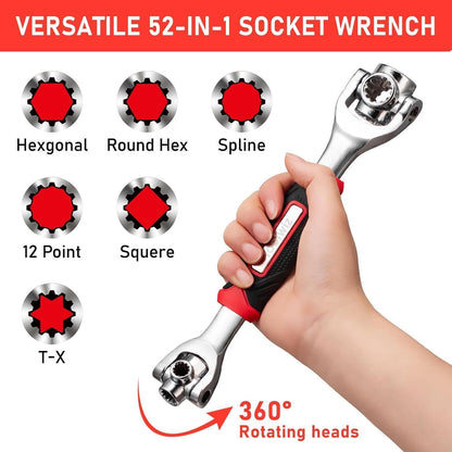 Universal-Steckschlüssel 52-in-1 mit drehbarem Kopf für Auto & Motorrad