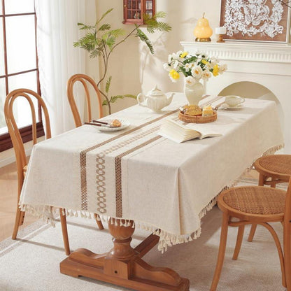 Abwaschbare Baumwoll-Leinen Tischdecke Rechteckig 140x140cm Beige