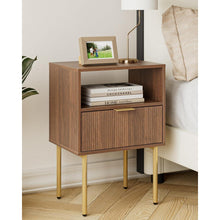 Nachttisch mit Schublade und Ablage, Nussbaum, Modern Boho