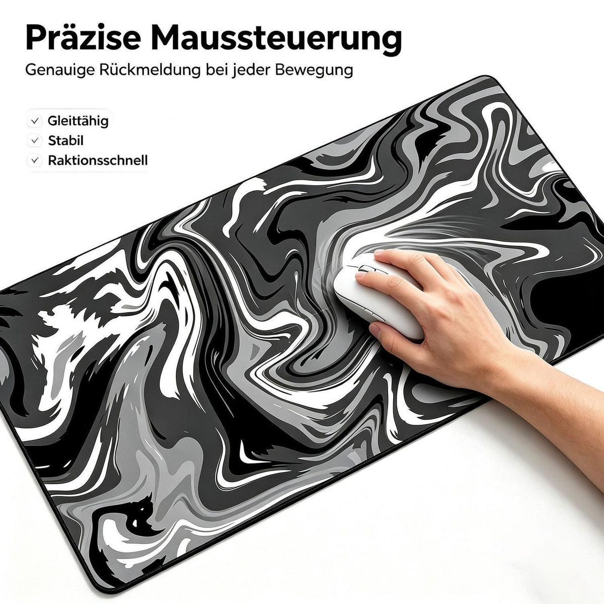 Gaming Mauspad Schwarz Weiß 700x300mm – Rutschfest & Präzise
