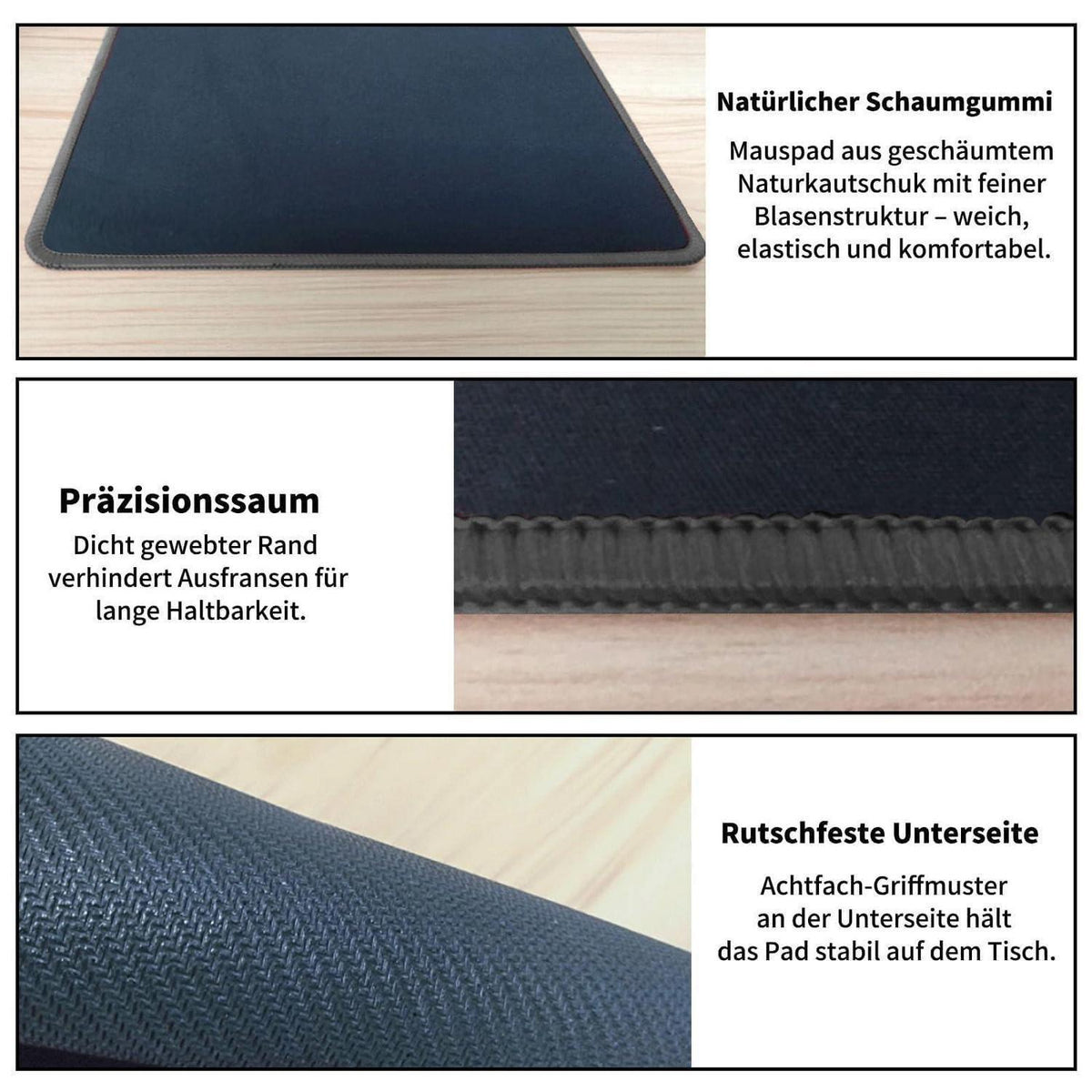 Gaming Mauspad Schwarz Weiß 700x300mm – Rutschfest & Präzise