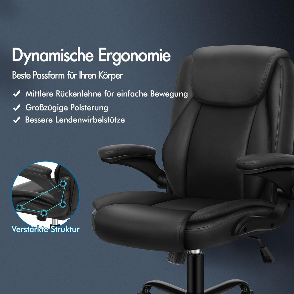 Ergonomischer Massage Bürostuhl Schwarz SGS Gas-Lift 150kg