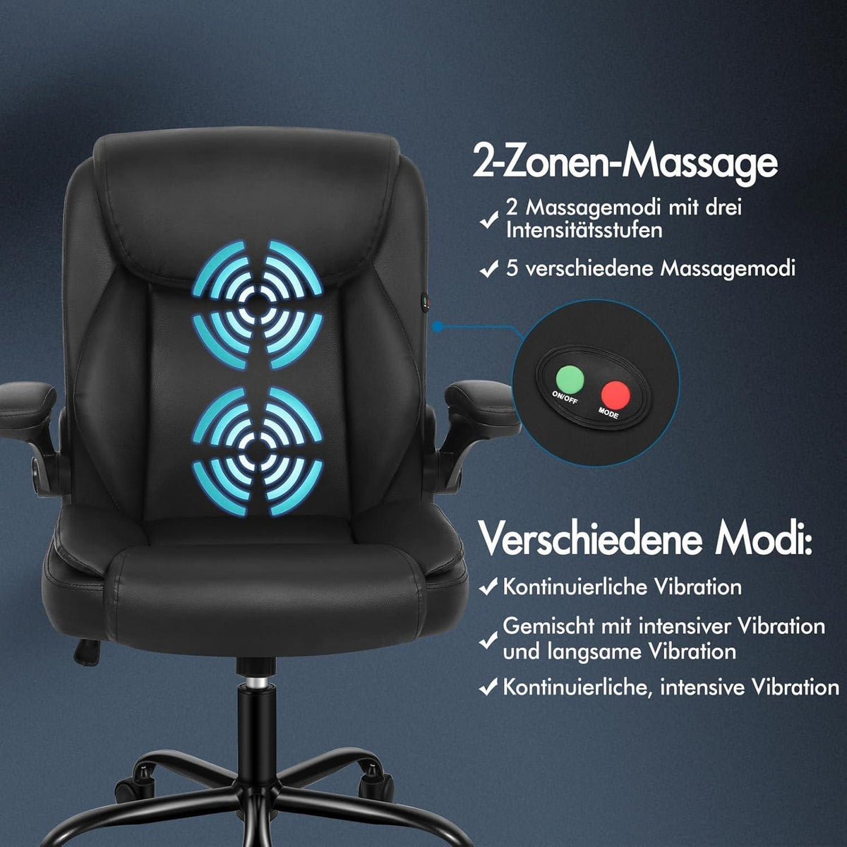 ALFORDSON Ergonomischer Massage Gaming Bürostuhl Schwarz PU-Leder 150kg
