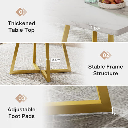 Kleiner Esstisch 80x80 cm Weiß & Gold | Küchentisch für 2-4 Personen