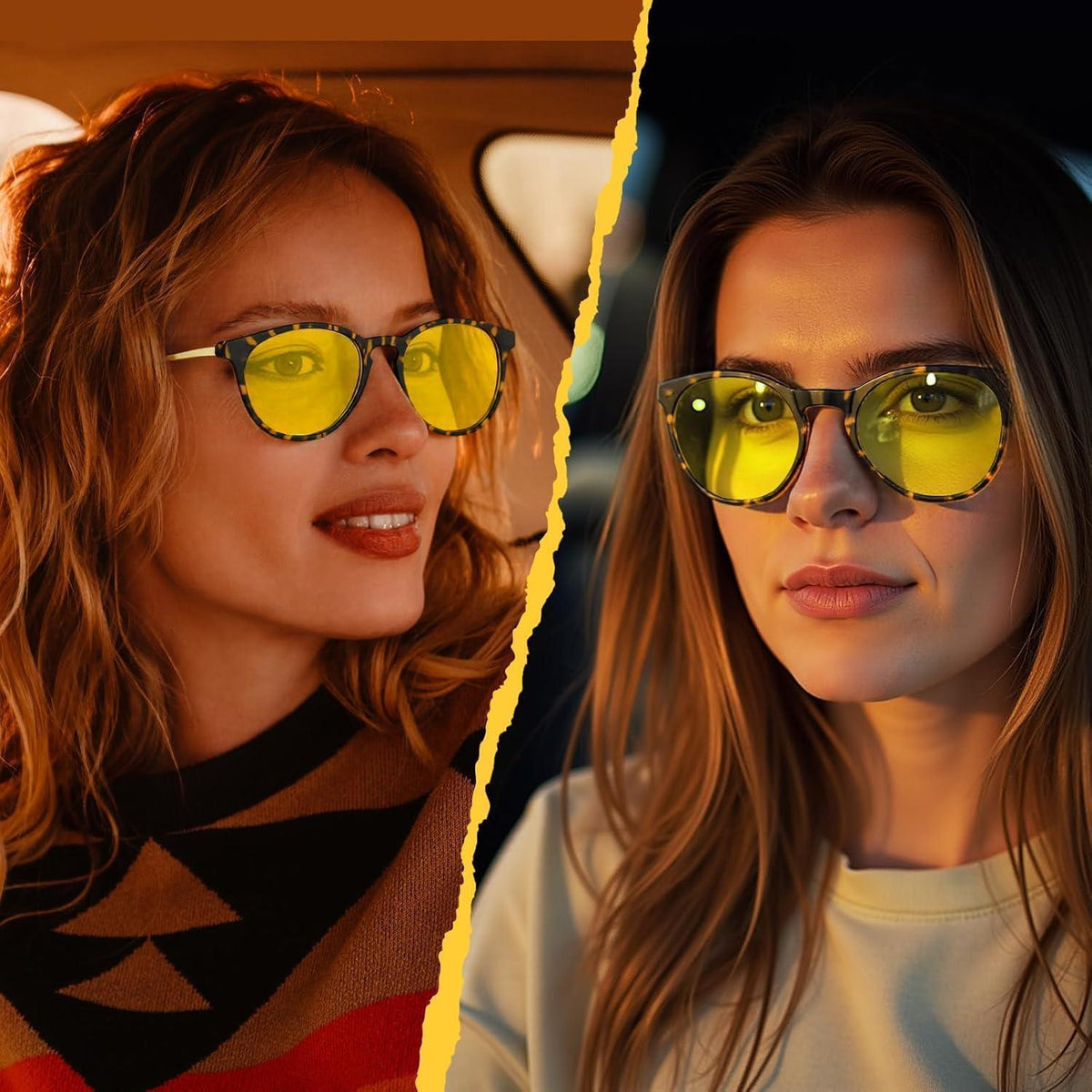 Polarisierte Damen Sonnenbrille Cateye Retro UV400 Schutz Gelb