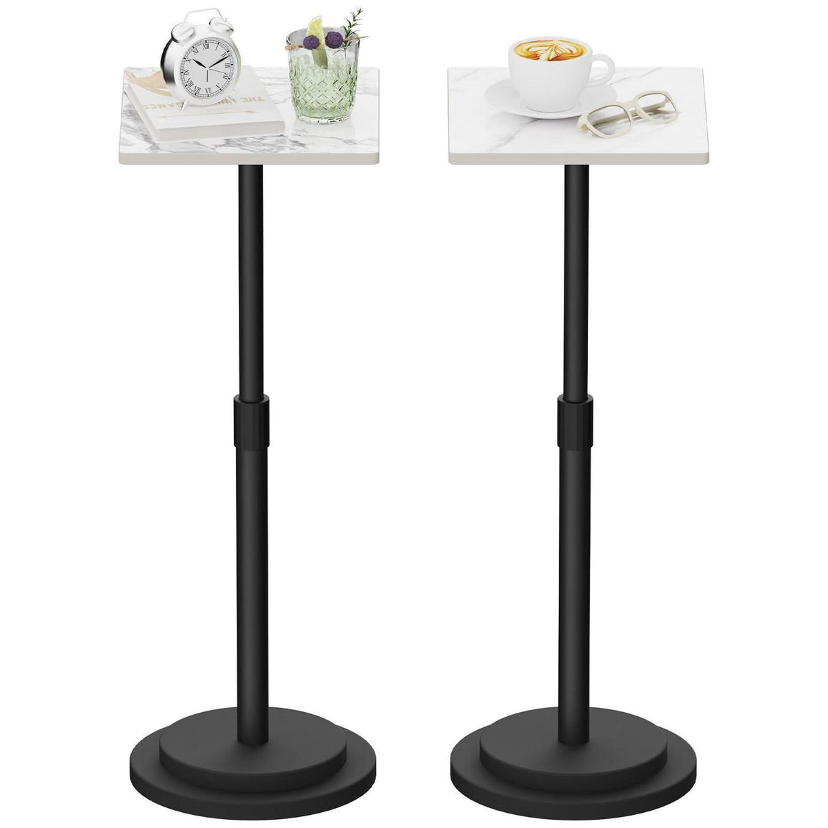 Verstellbarer Beistelltisch Weiß – 2er Set, Höhe 45-78cm