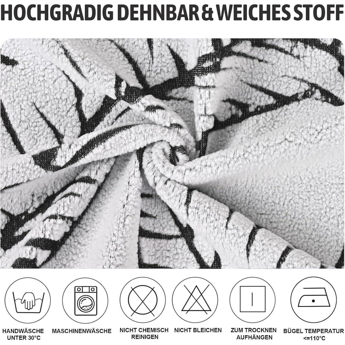 Stretch Stuhlhussen 6er Set Jacquard – Laubmuster