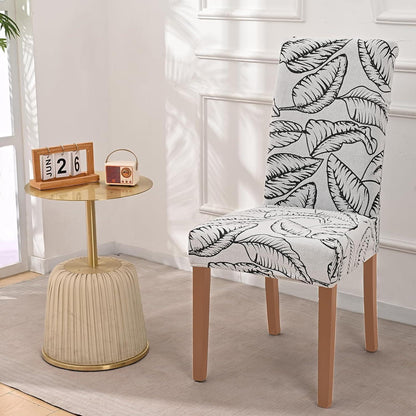 Stretch Stuhlhussen 6er Set Jacquard – Laubmuster
