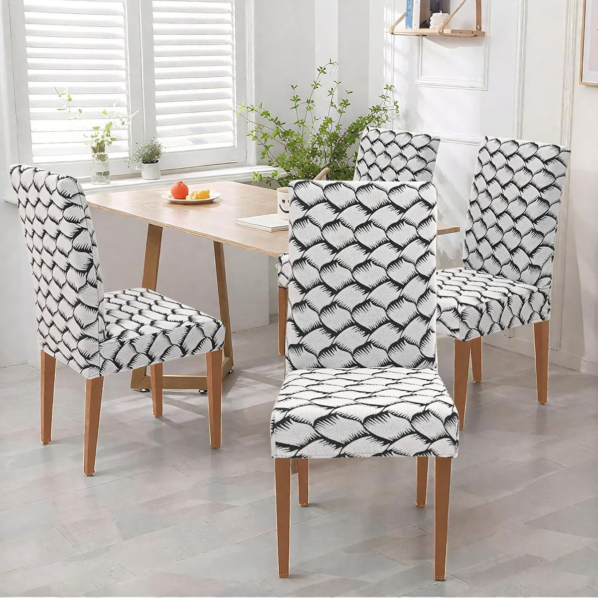 Stretch Stuhlhussen 6er Set Jacquard – Universal Bezug für Stühle