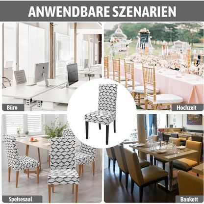 Stretch Stuhlhussen 6er Set Jacquard – Universal Bezug für Stühle