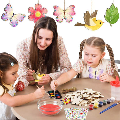 Bastelset Kindergeburtstag – 98 Teile Holzanhänger zum Bemalen