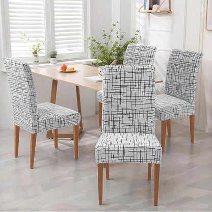 Stretch Stuhlhussen 6er Set Jacquard – Universal Bezug für Stühle