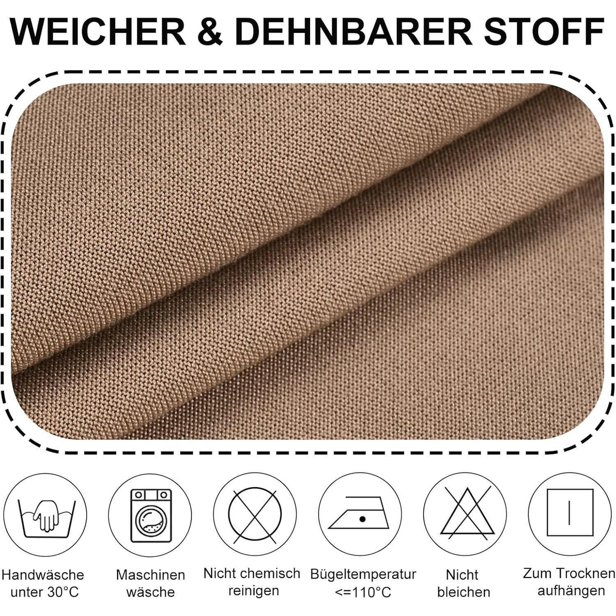 Stretch Stuhlhussen 6er Set – Sesselbezug Kamel